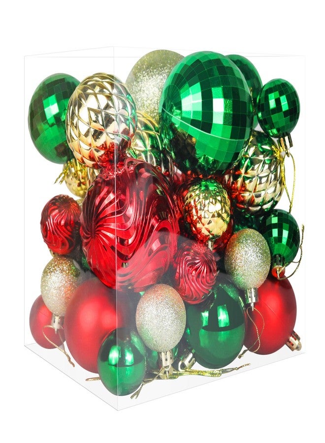 Annecy Christmas Tree Ornaments - 36 PCS Shatterproof Christmas Ball Ornaments Set for Holiday, Wreath & Party Decorations (Multi-Size, Red, Green, Gold) - Image 1